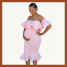 Load image into Gallery viewer, Ruffle Shoulder Maternity Dress
