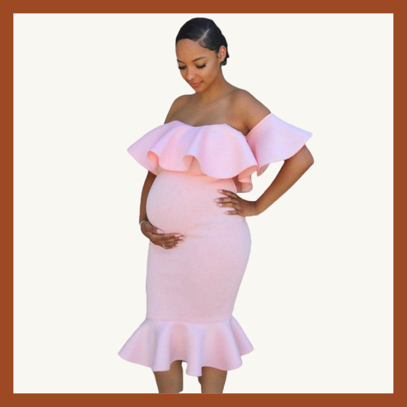 Ruffle Shoulder Maternity Dress